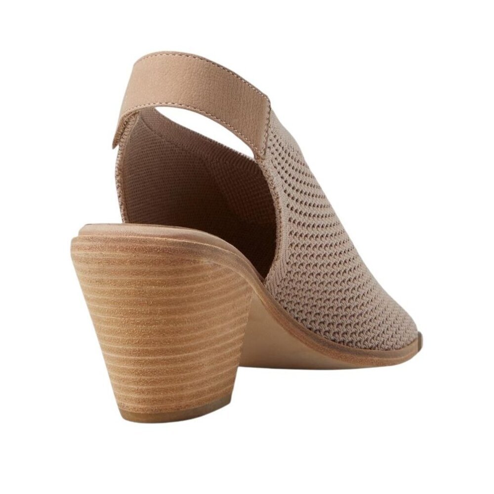 Eileen Fisher Avil Suede Stretch Woven Peep Toe Heels Blush 9 New in Box - Picture 6 of 10